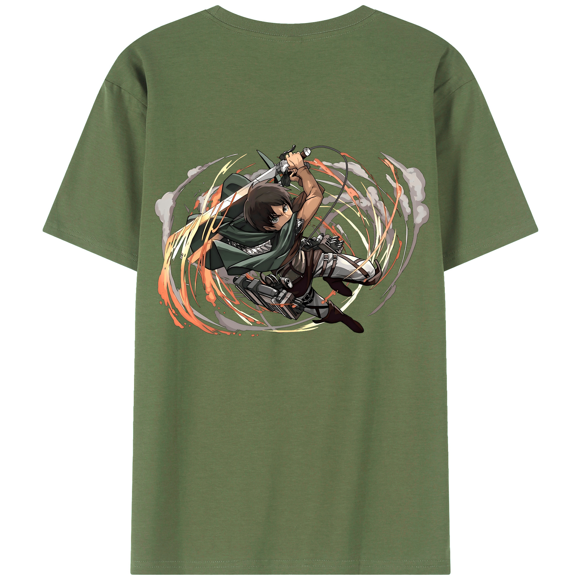 （画像用） 進撃の巨人 エレン･イェーガー Attack on Titan Eren Jäger 綿100％ メンズ半袖Tシャツ（バックプリント） 通気性